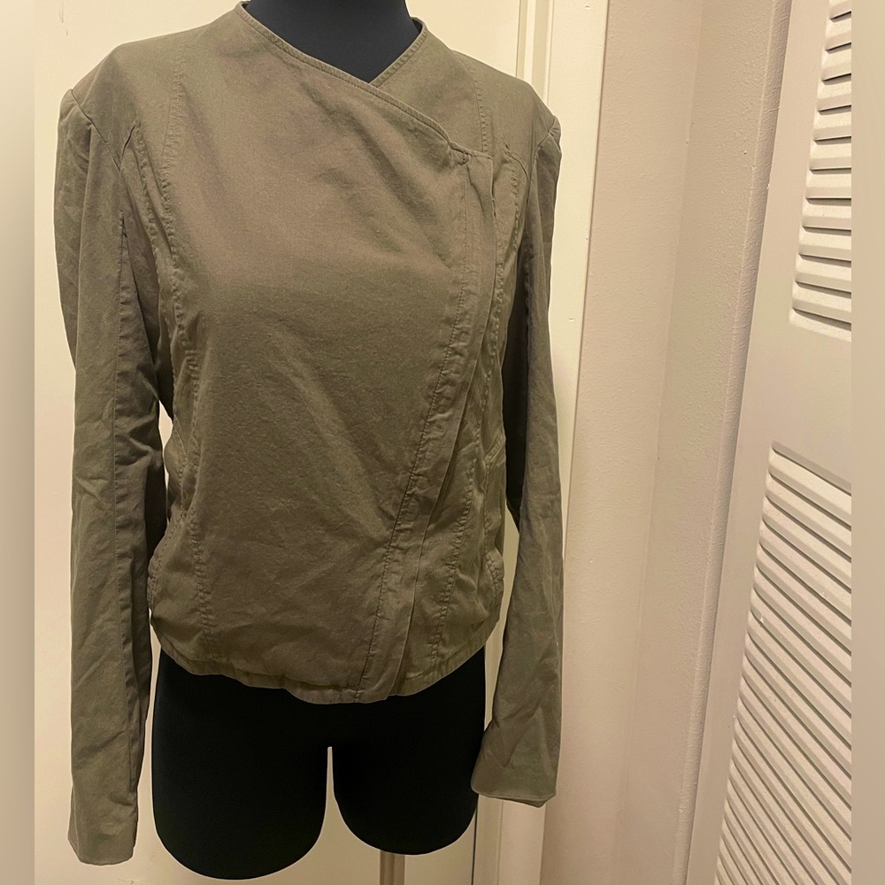 Helmut Lang Draped Moto Jacket Olive Medium